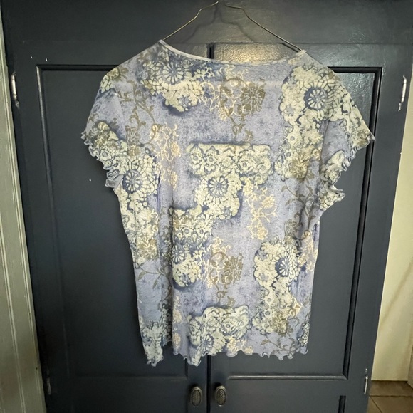 Ladies TeeCo Pullover Size M 100% polyester light blue print - Picture 14 of 16